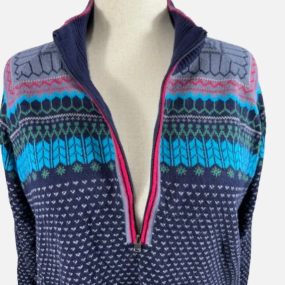 Eddie Bauer Fair Isle 1/4 Zip Winter Nordic Outdoor Sweater Pullover (Size XXL) - Picture 3 of 10